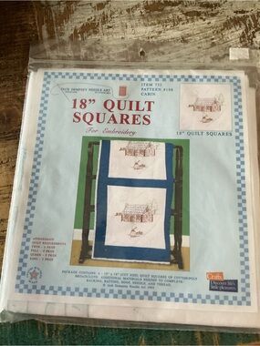 18" Quilt Squares for Embroidery - Blue & White, 6 squares 18” by 18”